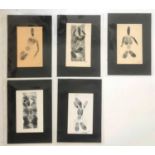 Hyman SEGAL (1914 - 2004)Five figural fingerprint pictures Ink Each signed