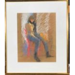 Rose HILTON (1931-2019) Seated figure Pastel Signed 35 x 27cm