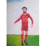 Simeon STAFFORD (b.1956) Mo Salah Liverpool Football ClubOil on boardSignedInscribed as titled verso