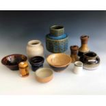 Various pieces of studio pottery including Old Mills Pottery Helston etc.