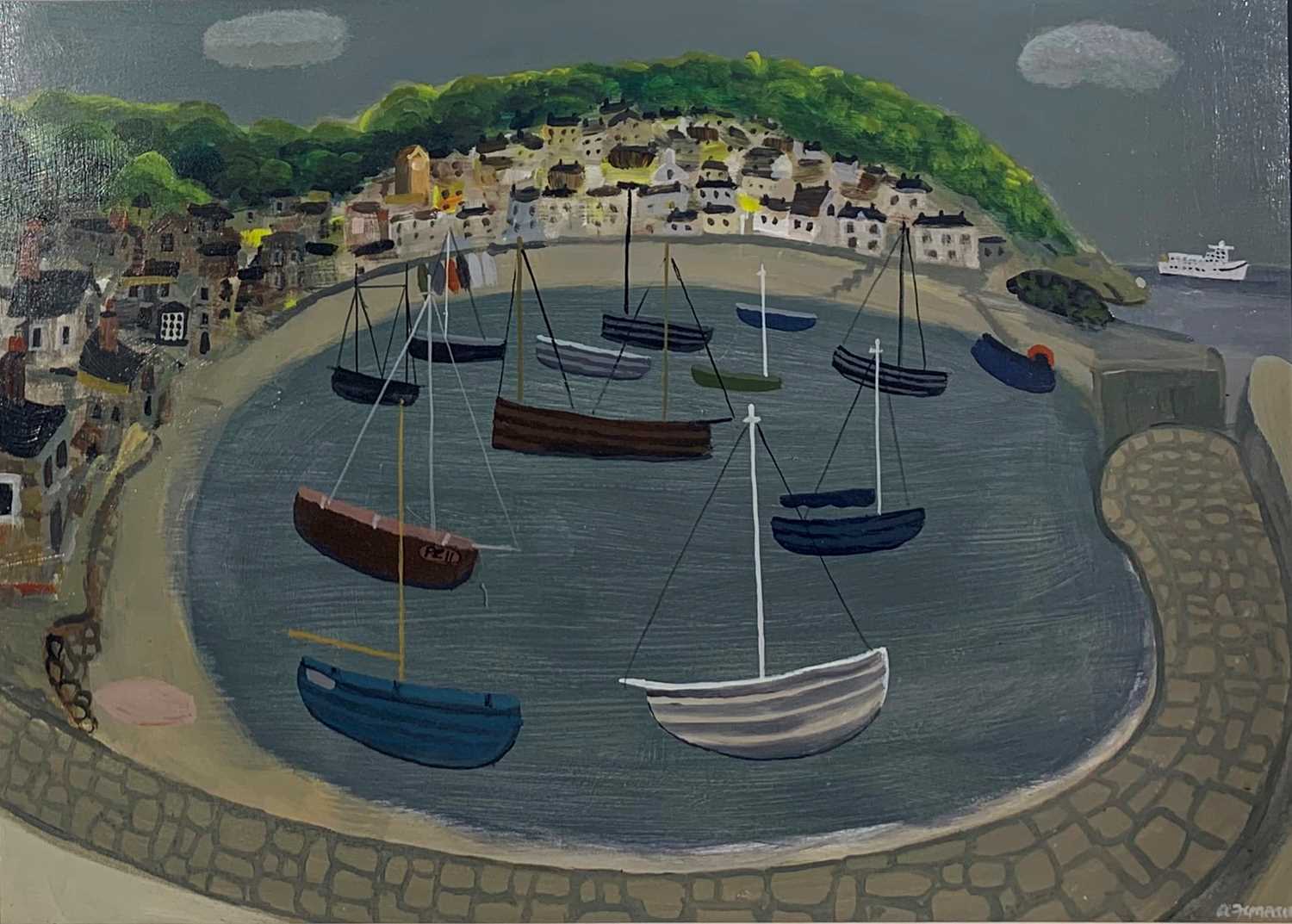 Alan FURNEAUX (b.1953) Harbour Scene with BoatsOil on boardSigned 39.5 x 55cm Condition report: UK