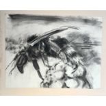Robert BRADFORD (1970) Bee over the hill Charcoal and conte on paper Bee studies Charcoal and