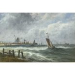 Late 19th century English School Off Littlehampton Marine oil on board 40 x 60.5cm "Off the Dutch