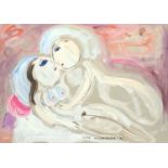 Dora HOLZHANDLER (1928-2015) Lovers Acrylic Signed and dated 96 21 x 30cm