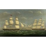 John H. WILSON (1774-1855) Two merchantmen off the Coast of DoverOil on canvas, linedSigned and