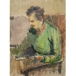 Clifford FISHWICK (1923-1997)Portrait of Jack Pender Watercolour Signed to verso 37 x 27cm