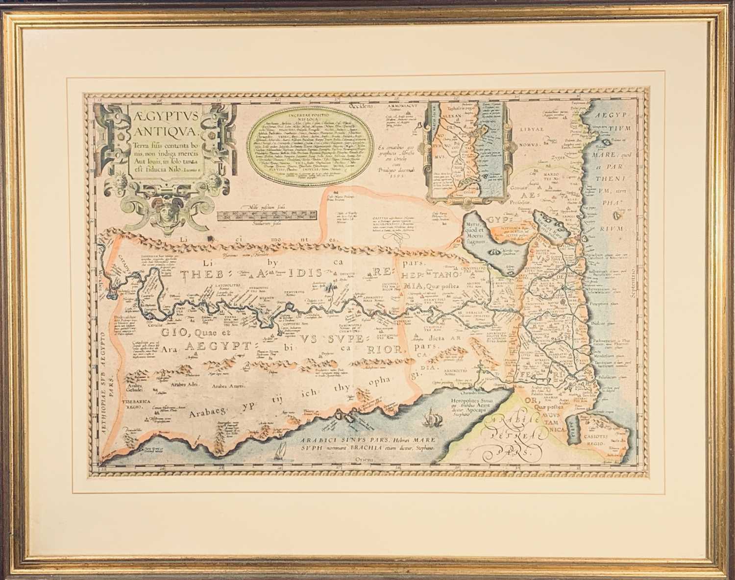 Map, handcolouredAfter Abrahami ORTELY (1527-1598)Agyptvs Antiqva 159549.1 x 39.2cm - Image 2 of 2