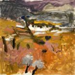 Sheila Macnab MACMILLAN (1928-2018)Abstract LandscapeOIl on cardAuthentication by Fiona Taylor (