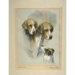 Arthur WARDLE (1864-1949) Foxhounds Coloured print Signed in pencil 20 x 15cm