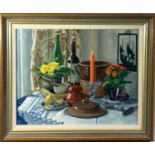 Denis ABRAHAM (1920-2020) Still life- interior Oil on canvas Signed 50 x 60cm Together with a second