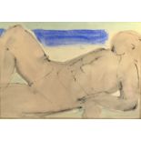 John EMANUEL (1930)Reclining Nude Watercolour Signed 38 x 55cm