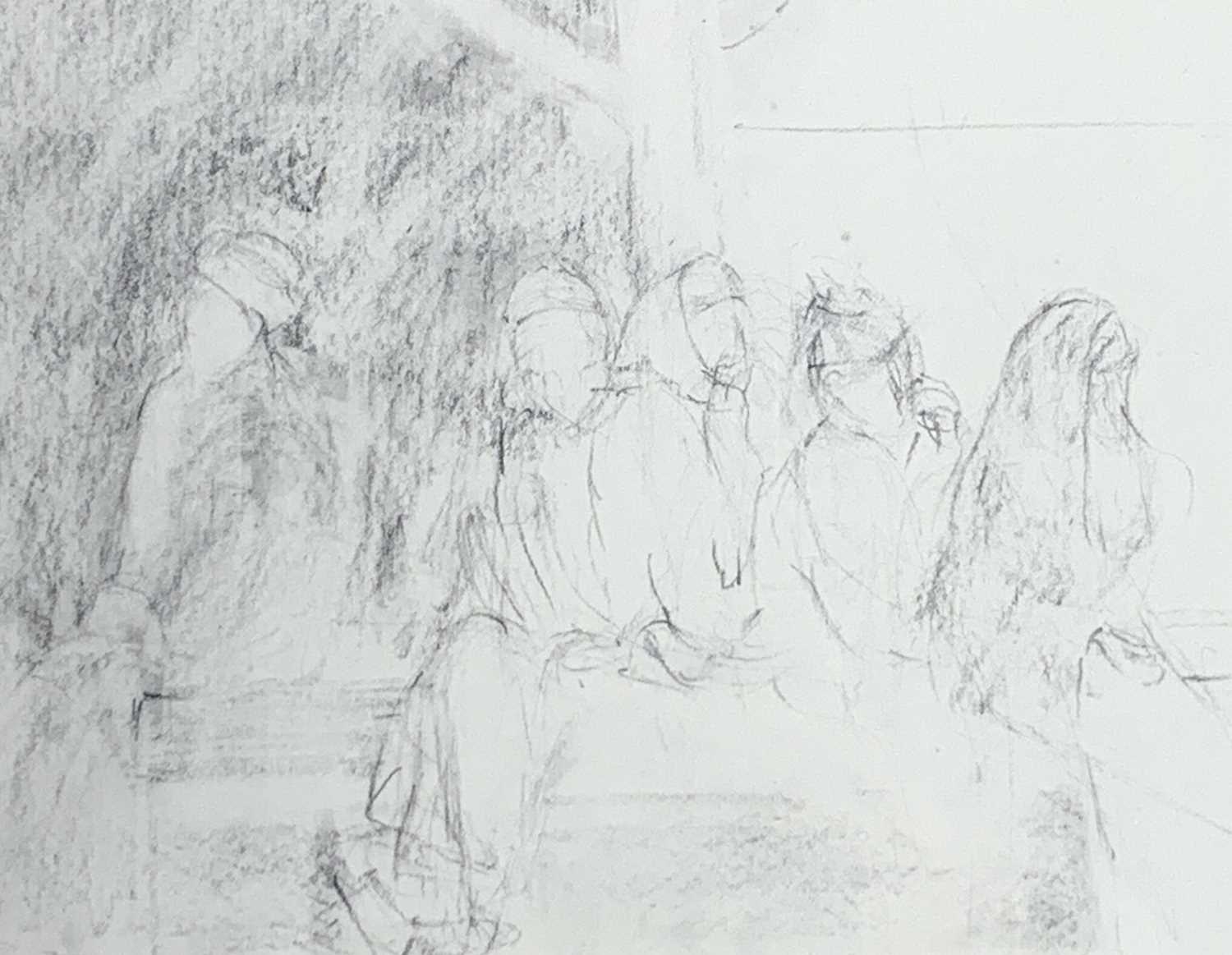 Groups of hijab-wearing women Three pencil drawings 13 x 16cm - Image 4 of 6