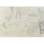 Bob BOURNE (1931) The Life Class Pencil Drawing Signed and Dated 1985 30 x 42cm