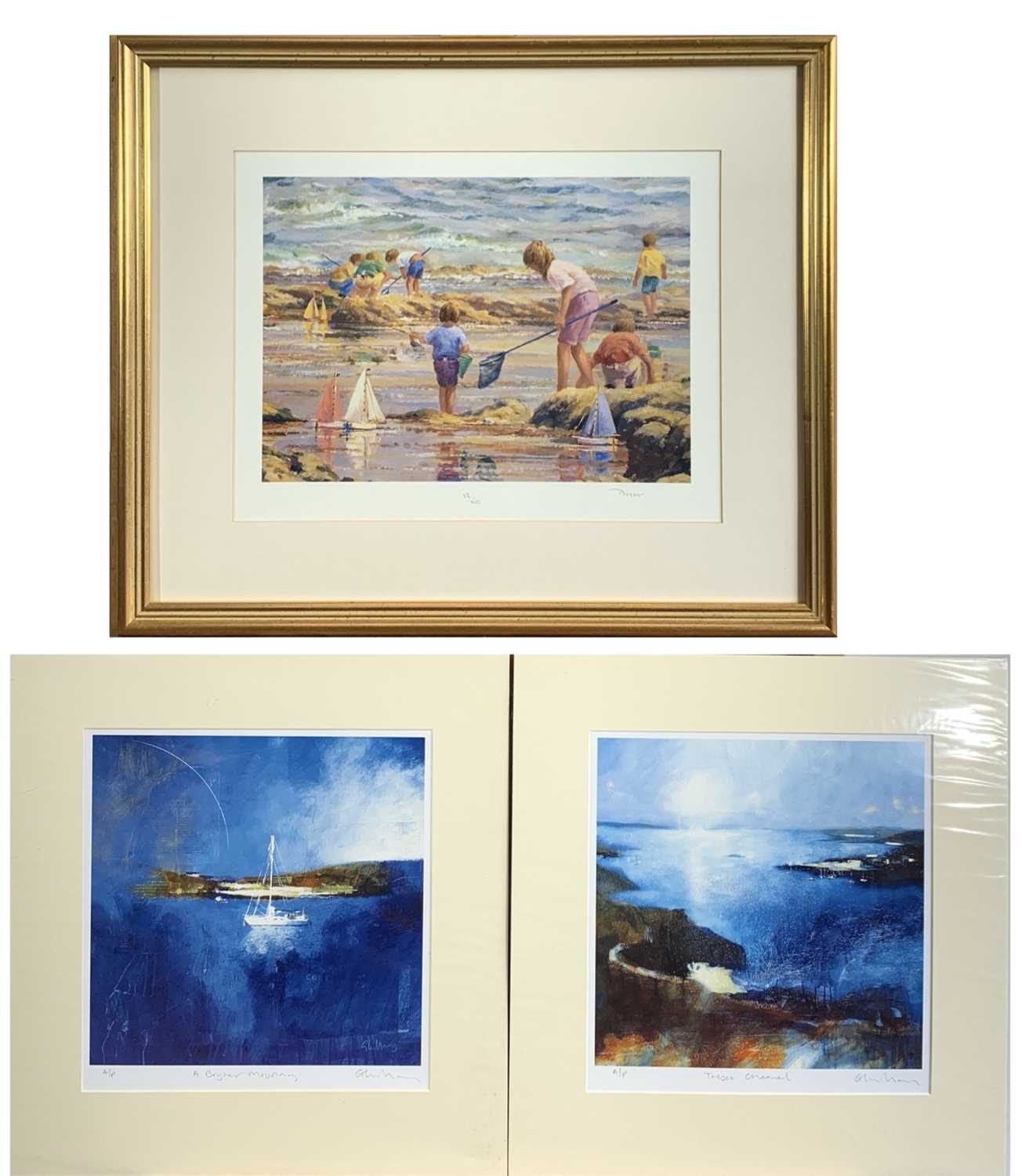 Ted DYER (1940) On the Beach Signed limited edition print Together with two signed prints by Glyn