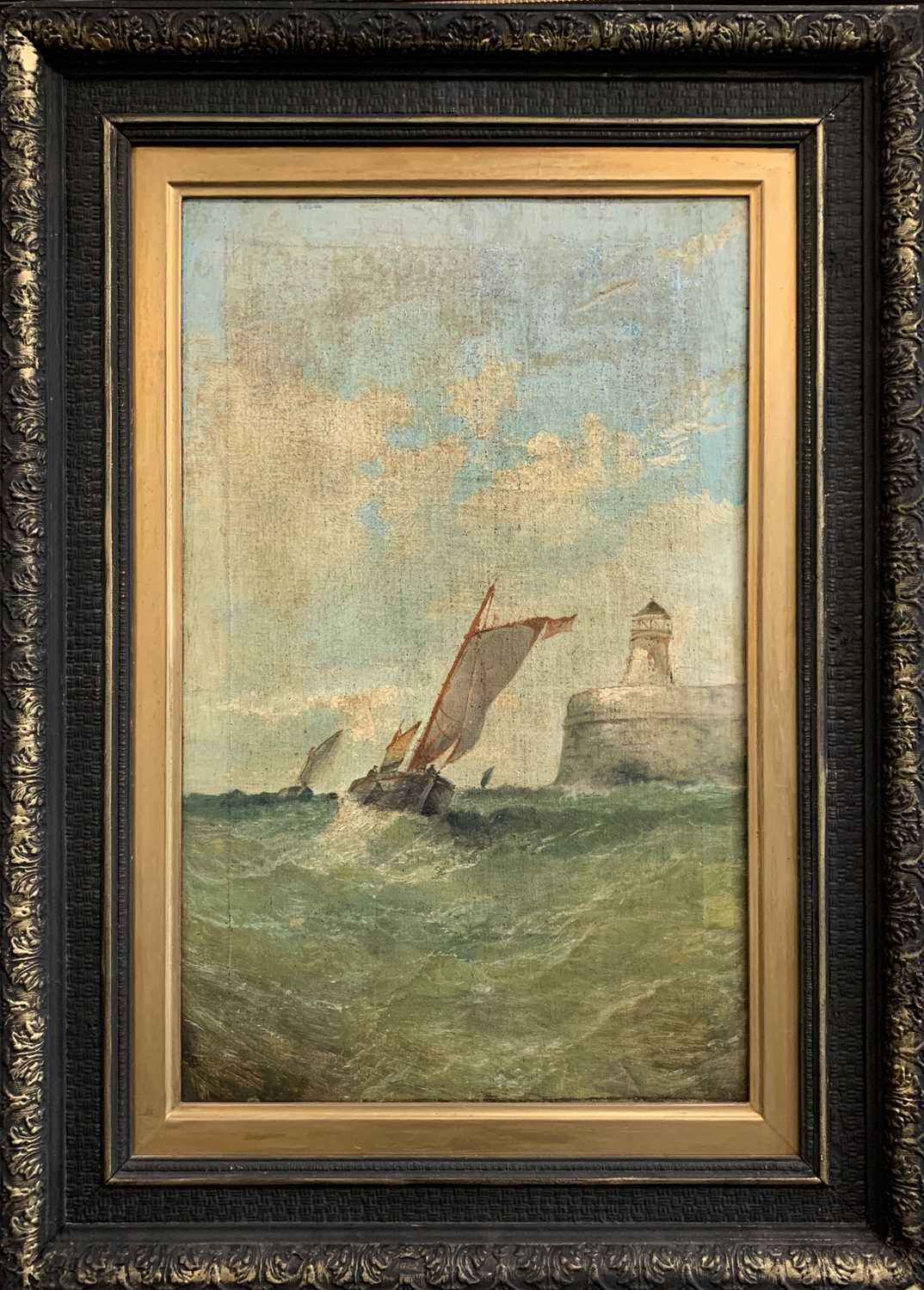 19th Century British School Fishing Vessel ReturningOil on canvas54.5 x 34cm - Image 2 of 2