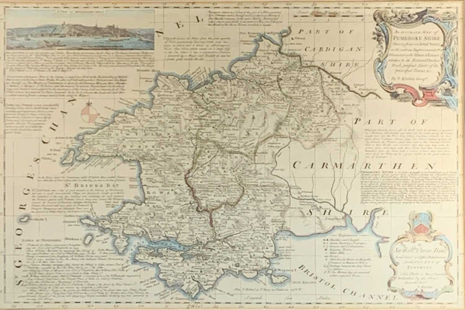 Map, handcoloured T. KITCHINPembrokeshire57 x 35.5cm