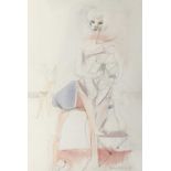 Clifford FISHWICK (1923-1997)Girl on the Beach Watercolour, ink and pencil on paperSigned and