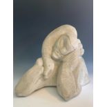 Sven BERLIN (1911 - 1999)Poseidon and the salmonStone scuptureMonogrammedHeight 36cm