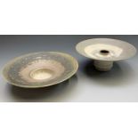 Mary WHITE (1926-2013)Two studio porcelain footed bowlsImpressed marksDiameters 18 and 19.5cm