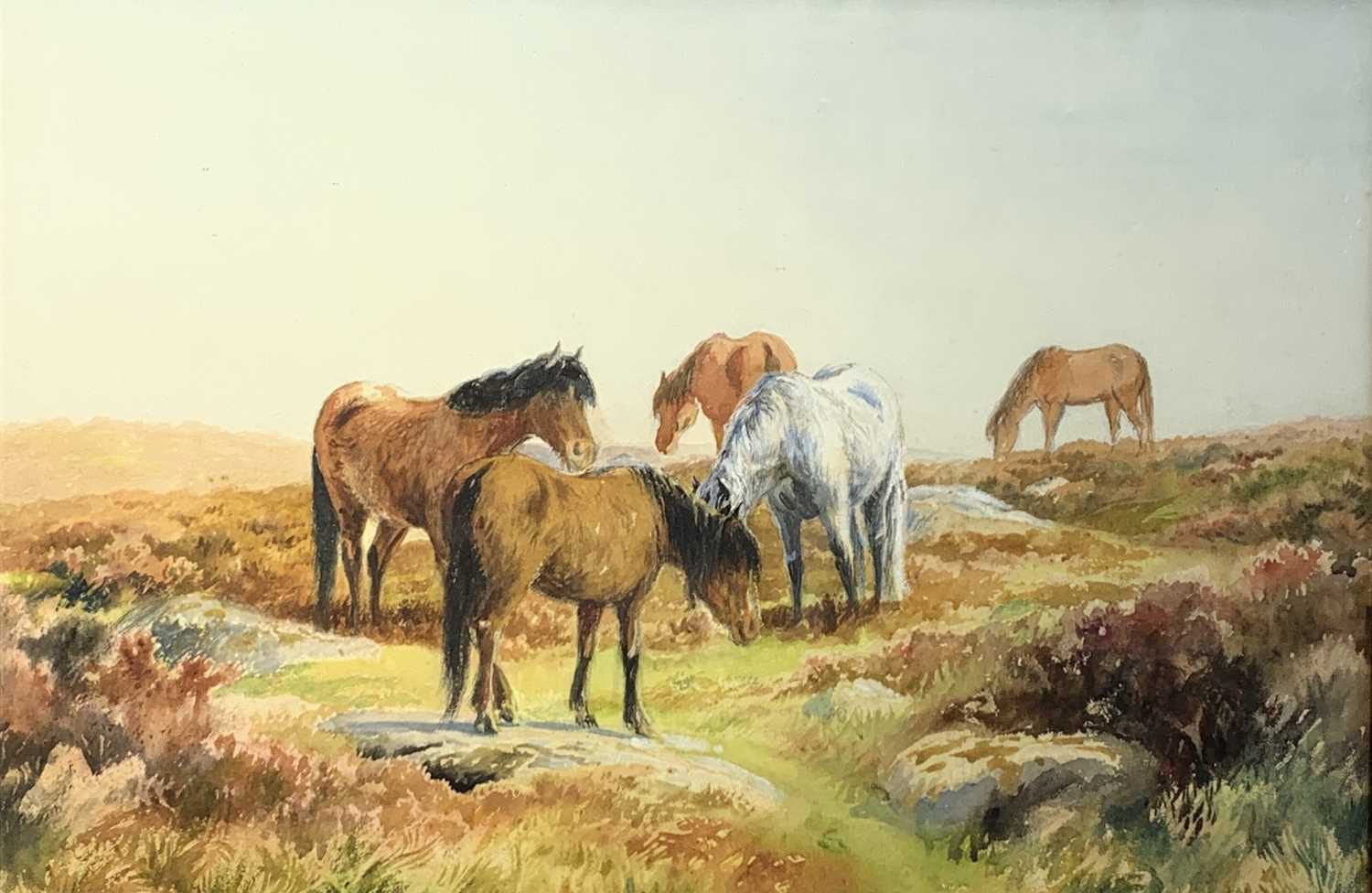 Thomas ROWDEN (1842-1926) Ponies Watercolour 38 x 58cm
