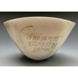 Mary WHITE (1926-2013)A studio pottery bowl decorated with gilded calligraphyImpressed mark to