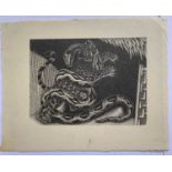Clifford Cyril WEBB (1895-1972)Snake Killing LeopardWoodcutUnsigned7.5x10cm From the Joe Graffy