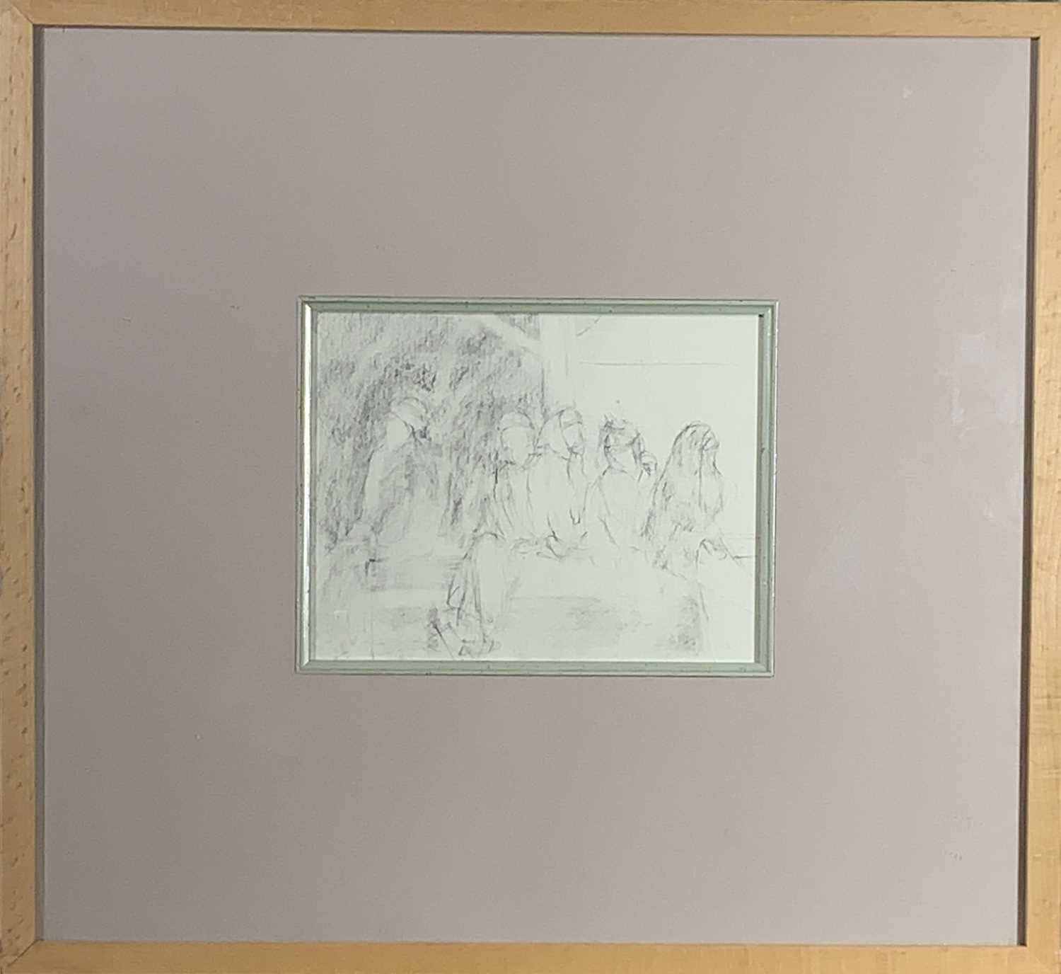 Groups of hijab-wearing women Three pencil drawings 13 x 16cm - Image 2 of 6