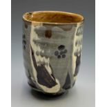 Russell GIBBS (20th/21st Century) Earthenware yunomi with iron brushwork decoration Impressed mark