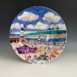 Simeon STAFFORD (b.1956)St Ives Painted plateSignedFurther signed and inscribed to verso Diameter