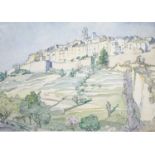Mary MCCROSSAN (1865 - 1934)A Continental hilltop townWatercolour Signed and dated 193725 x 35cm