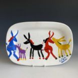 Simeon STAFFORD (1956)Donkeys Painted plateSigned 20 x 30.5cm