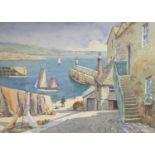 James GREIG (1861-1941) 'Newlyn'.Watercolour.Signed 25 x 35cm