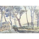 Samuel John Lamorna BIRCH (1869-1955) The Coast Through Trees Watercolour Signed and dated 1944 24 x