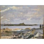 Ken HOWARD (b.1932) St Clements Isle from MouseholeOil on artist's boardSigned 23 x 29cm