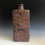 A textured studio pottery slab bottle vase, height 41cm.