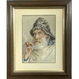 William Banks FORTESCUE (c.1855-1924) Head of a St. Ives Fisherman Watercolour Signed 18 x 12.5