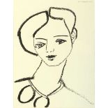 David HAMPTON (British, 20th Century)Head of a Young GirlCharcoal on paperSigned and dated