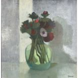 Ken SYMONDS (1927-2010) Anemones Oil on board Signed Inscribed to verso 37 x 37cm