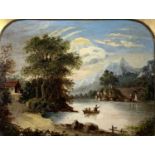 Follower of Richard WILSON (1714 - 1782)LandscapeOil on board12 x 15.5cm (arched)