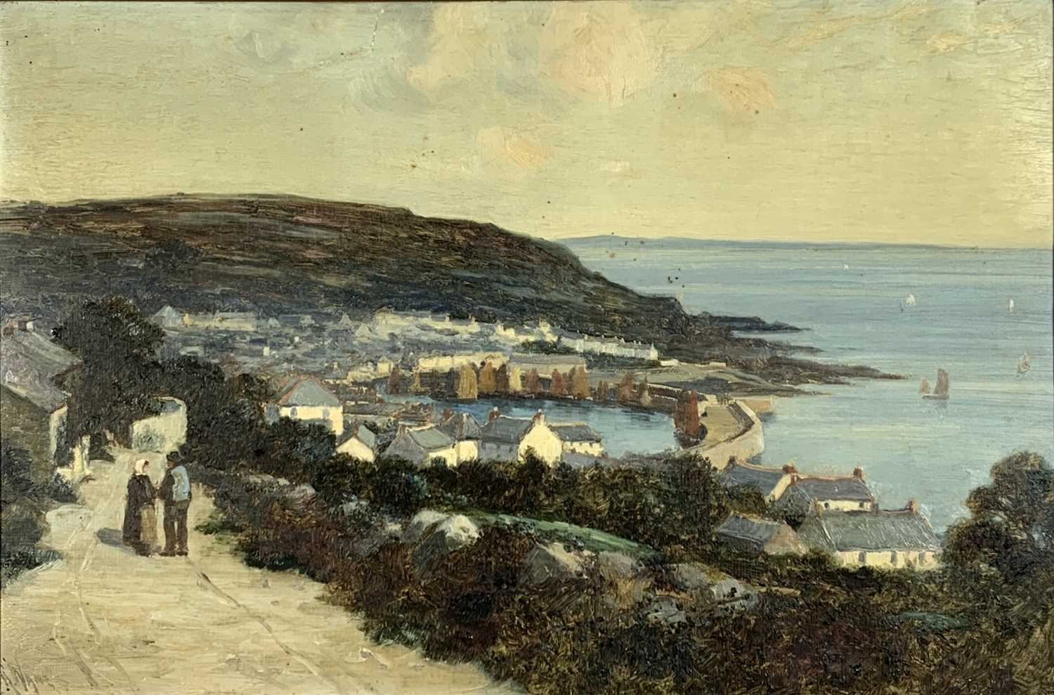 Richard WANE (1852 - 1904)A view of Mousehole Harbour from Raginnis HillOil on canvasSigned 30 x