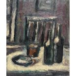 Michael CANNEY (1923-1999)Untitled (Still Life with Wine Bottles)Oil on boardSigned 60 x 49cm