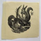 Clifford Cyril WEBB (1895-1972)SquirrelsWoodcutUnsigned14.5x15cm approx From the Joe Graffy Print