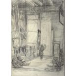 Gwen MAY (XX) New Theatre 8.6.43 resting during Class Pencil drawing Inscribed to verso 35 x 25cm