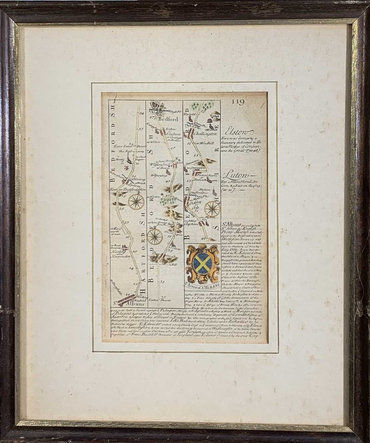 18th century road maps, hand colouredMonmouth to Llanbeder by John Ogilby35.5x45.5cmTogether with - Image 3 of 7