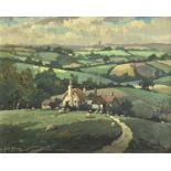 George AYLING (1887-1960) Green Fields of EnglandOil on boardSigned Artist's label to verso40 x