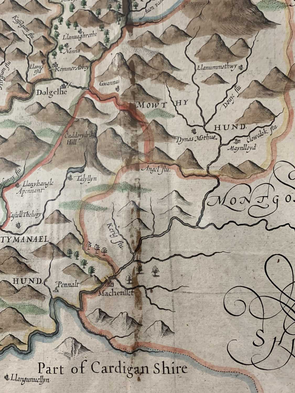 Map, brightly hand colouredJohn SPEEDEMerionethshire described 1610Inset town plan of HarlechSold by - Image 7 of 9