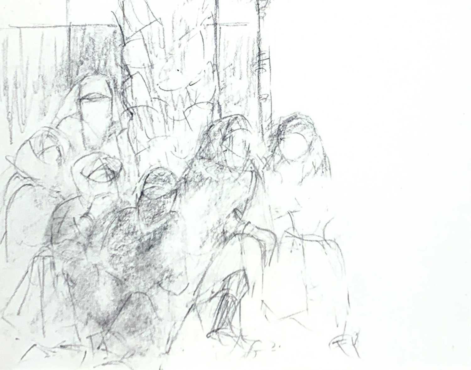 Groups of hijab-wearing women Three pencil drawings 13 x 16cm - Image 5 of 6