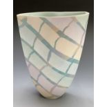 Sasha WARDELL (b.1956)A studio porcelain vase decorated with geometric forms in pastel tones Incised