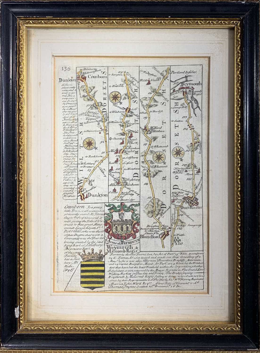18th century road maps, hand colouredMonmouth to Llanbeder by John Ogilby35.5x45.5cmTogether with - Image 2 of 7