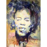 Jimi Hendrix, a pop art portraitOil on canvasIndistinctly signed and dated 1080 x 60cm